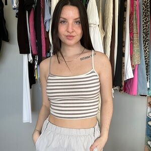 Honey Mango Striped Crop Tank Top